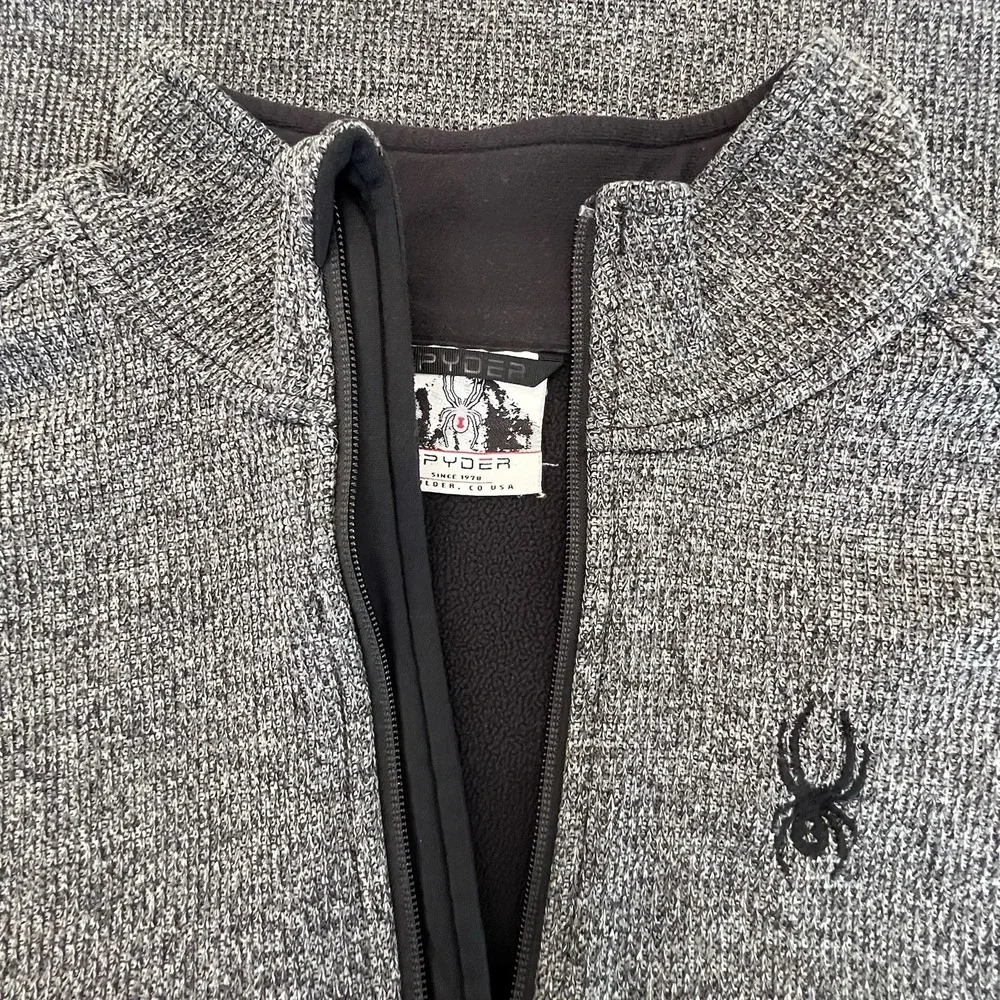 Spyder Fleece Lined Sweater Texture Pullover Mens XL 1/4 Zip Long sleeve Gray - Picture 7 of 10